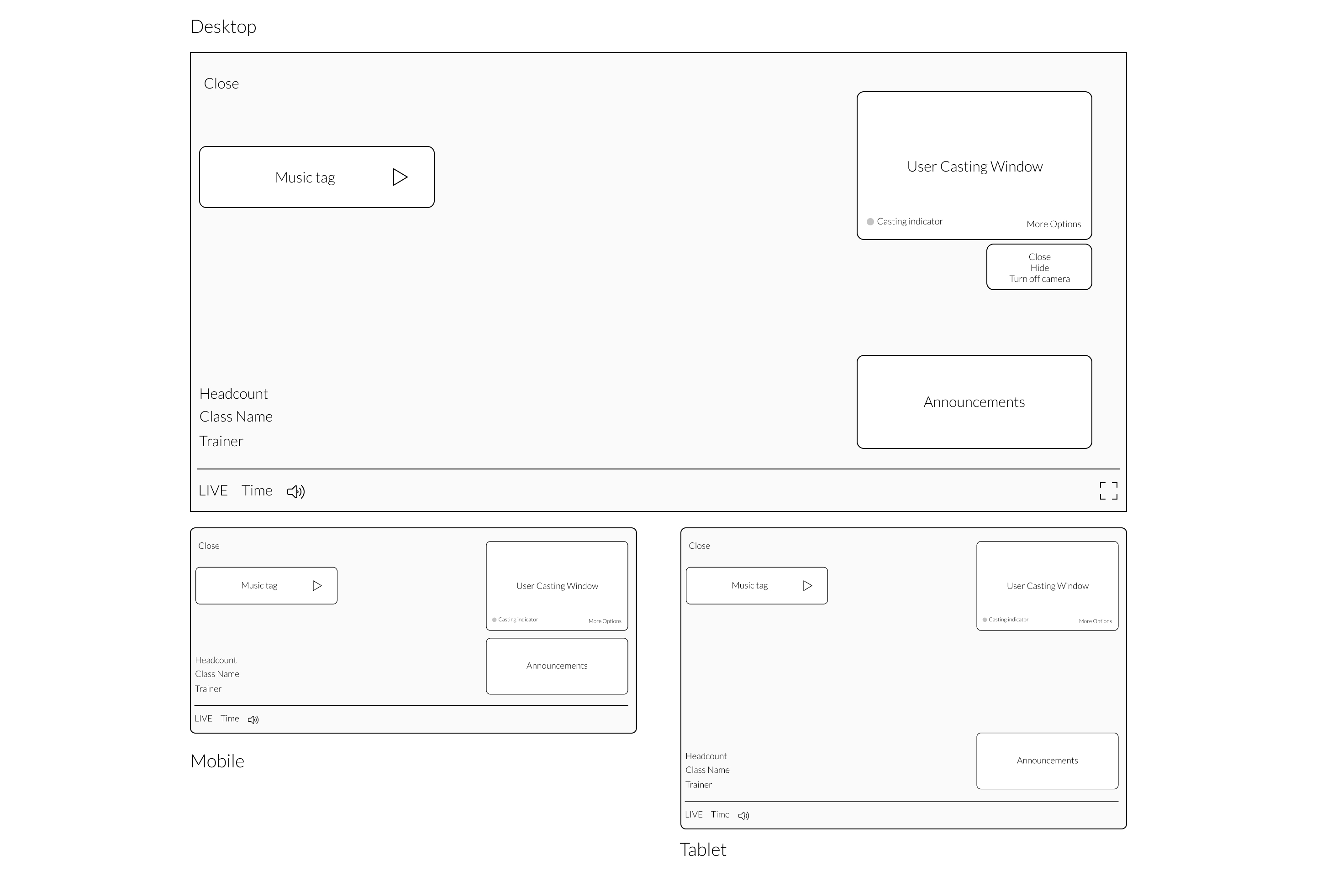 BODcast wireframes, expanded