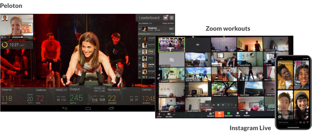 Competitive landscape: Peloton, Zoom workouts, Instagram Live